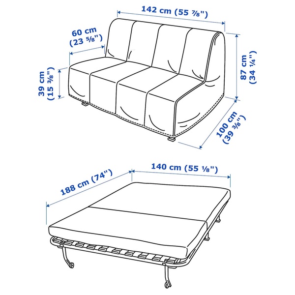 IKEA LYCKSELE HAVET (ІKEA ЛИКСЕЛЕ ХАВЕТ), Диван 2-місний, Вансбро темно-сірий, 893.871.40 89387140 фото