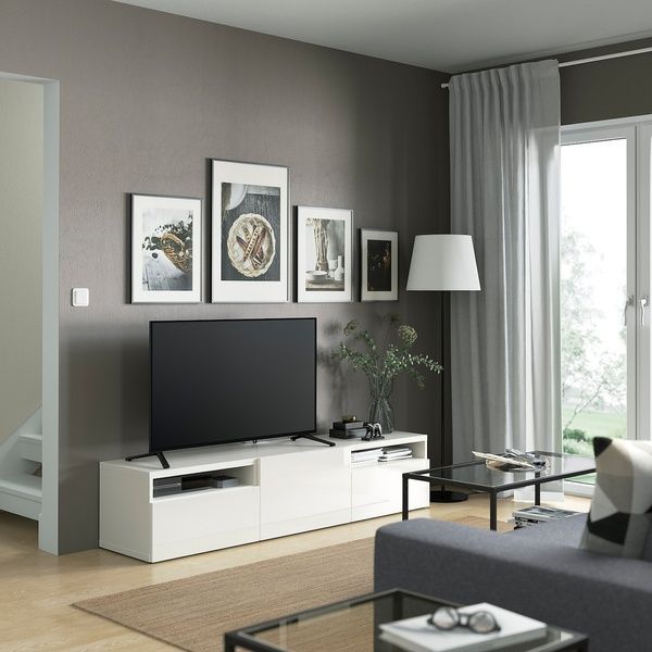 IKEA Подставка под ТВ, белый/Сельсвикен глянцевый/белый BEST&Aring;, 693.990.78 69399078 фото