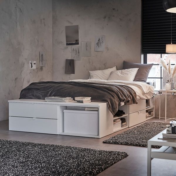 IKEA Каркас кровати с 4 ящиками, белый/Фонн PLATSA, 093.029.13 09302913 фото