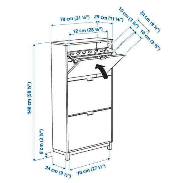 IKEA Галошница, 3 отделения, белый ST&Auml;LL, 505.302.62 50530262 фото
