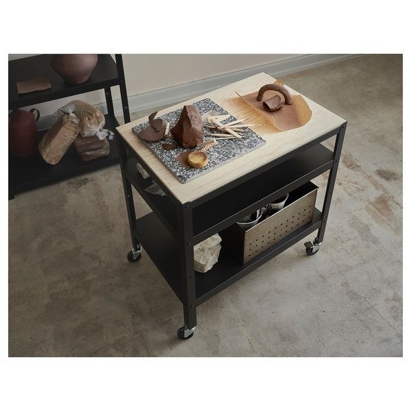 IKEA Тележка, фанера черная/сосна BROR, 603.338.50 60333850 фото