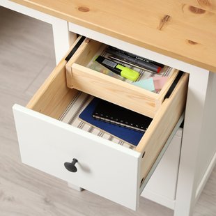 IKEA HEMNES (ІKEA ХЕМНЭС), Письмовий стіл, біла морилка/світло-коричневий, 155x65 см, 205.350.44 20535044 фото