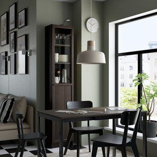 IKEA Книжный шкаф с панельными/стеклянными дверцами, имитация темно-коричневого цвета. дуб BILLY / OXBERG, 994.833.39 99483339 фото