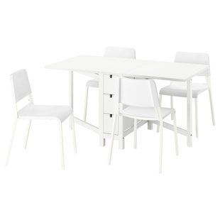 IKEA Стіл та 4 стільці, білий/білий NORDEN / TEODORES, 895.688.24 89568824 фото