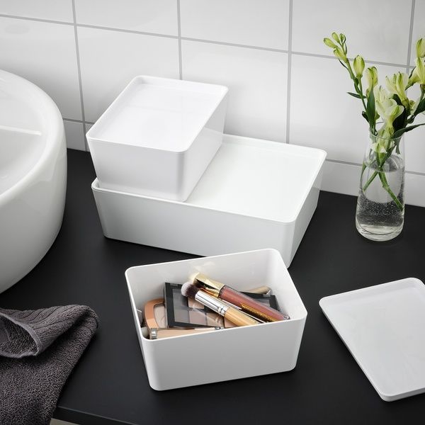 IKEA Контейнер з кришкою, білий KUGGIS, 404.858.54 40485854 фото