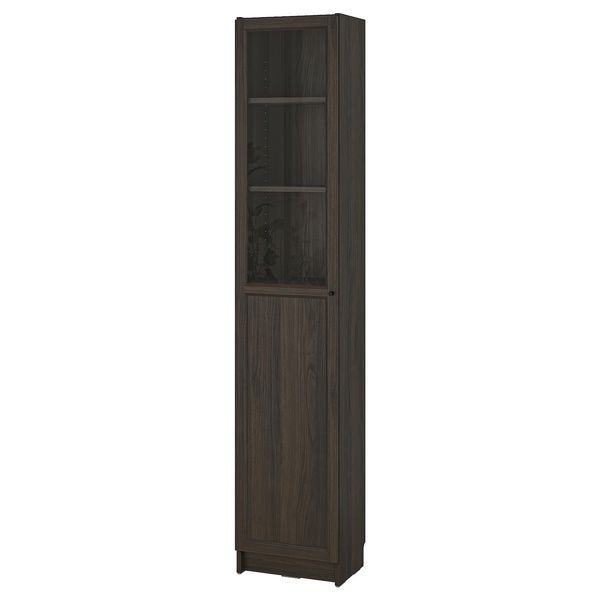 IKEA Книжный шкаф с панельными/стеклянными дверцами, имитация темно-коричневого цвета. дуб BILLY / OXBERG, 994.833.39 99483339 фото