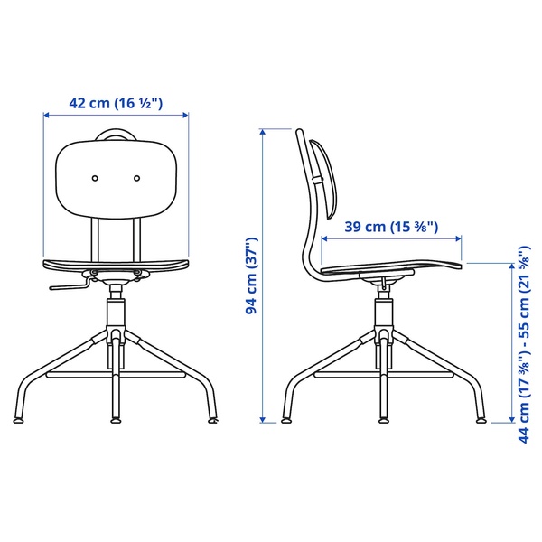 IKEA Вращающийся стул, черный KULLABERG, 903.255.18 90325518 фото