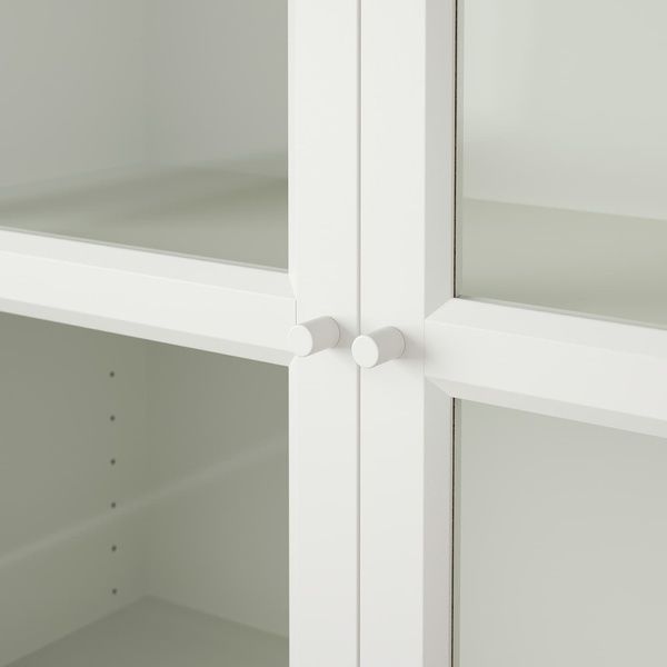 IKEA BILLY/OXBERG (ІKEA БИЛЛИ/ОКСБЕРГ), Книжкова шафа з розсуненням/дверцятами, білий, скло, 80x42x237 см, 393.988.53 39398853 фото