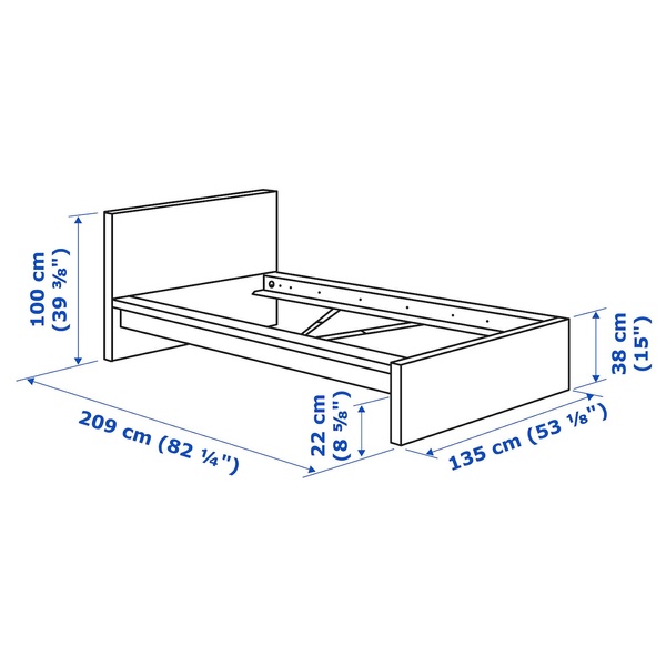 IKEA МАЛЬМ Каркас ліжка, високий - шпон білий морований дуб 120х200 см, 603.251.62 60325162 фото