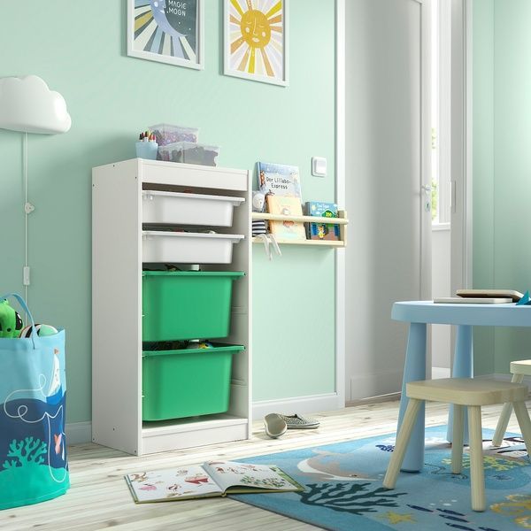 IKEA Стелаж з контейнерами, білий білий/світло-зелений TROFAST, 095.751.64 09575164 фото