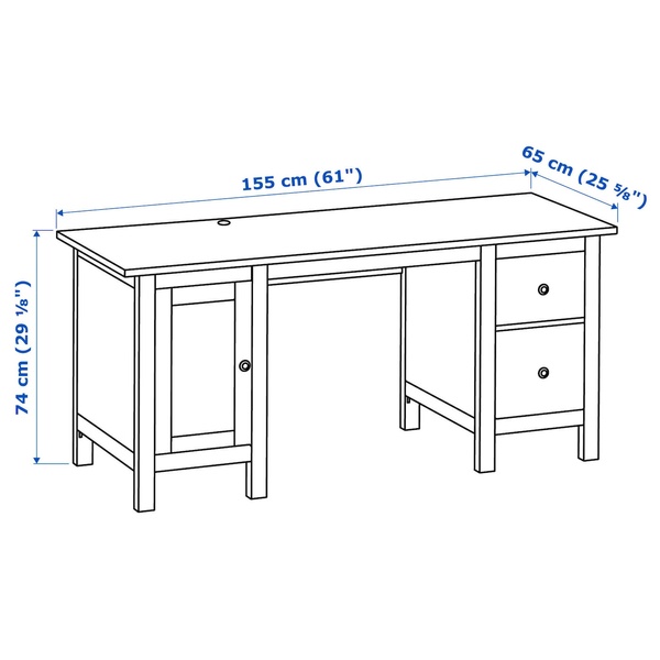 IKEA HEMNES (ІKEA ХЕМНЭС), Письмовий стіл, біла морилка/світло-коричневий, 155x65 см, 205.350.44 20535044 фото