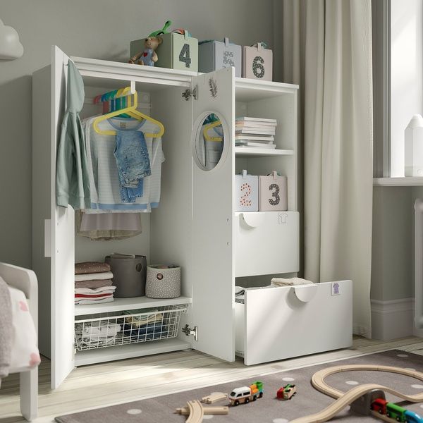IKEA Книжкова шафа, білий/синій SM&Aring;STAD / PLATSA, 995.482.27 99548227 фото