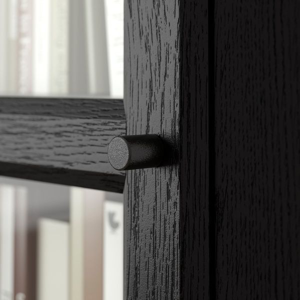 IKEA Комбинация стеллажей со стеклянными дверцами, имитация черного цвета. дуб BILLY / OXBERG, 494.835.39 49483539 фото