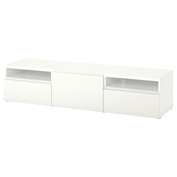 IKEA BESTA (ИКЕА БЕСТА), Тумба под ТВ с ящиками и дверцами, белый/Вестервикен белый, 180x42x39 см, 994.347.54 99434754 фото