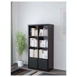 IKEA Стеллаж/2 вставки, черно-коричневый KALLAX, 990.272.27 99027227 фото