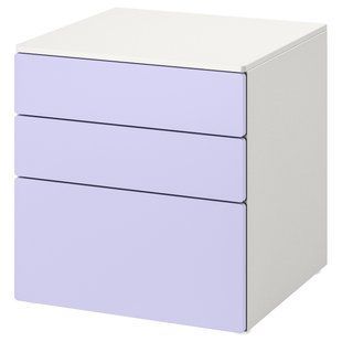 IKEA Комод, 3 ящика, белый/сиреневый SM&Aring;STAD / PLATSA, 695.429.34 69542934 фото