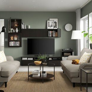 IKEA Комбинация ТВ/стекл дверцы, черно-коричневый/Лаппвикен черно-коричневое прозрачное стекло BEST&Aring;, 994.067.08 99406708 фото