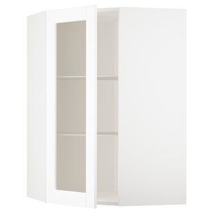 IKEA Напівскляна полиця з дверцятами білий Enk&ouml;ping/біла імітація дерева METOD, 894.736.04 89473604 фото