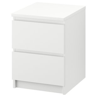 IKEA Тумба прикроватная MALM (ИКЕА МАЛЬМ), Комод, 2 ящика, белый, 802.145.49 80214549 фото