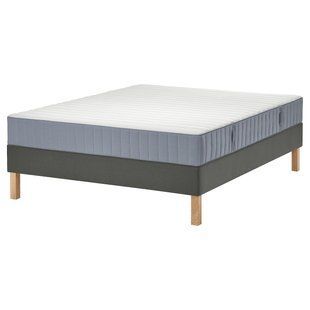 IKEA Континентальная кровать, Valev&aring;g средней жесткости/светло-синий темно-серый LYNG&Ouml;R, 295.518.26 29551826 фото