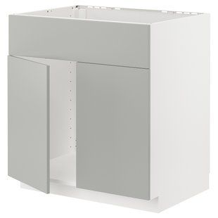 IKEA Сто шкафов, мойка 2-дверная, белый/Хавсторп светло-серый METOD, 695.387.86 69538786 фото