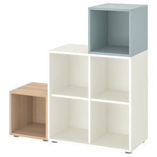 IKEA Тумба комбінована з ніжками дуб білий/білий морений світло сіро-блакитний EKET, 295.219.00 29521900 фото