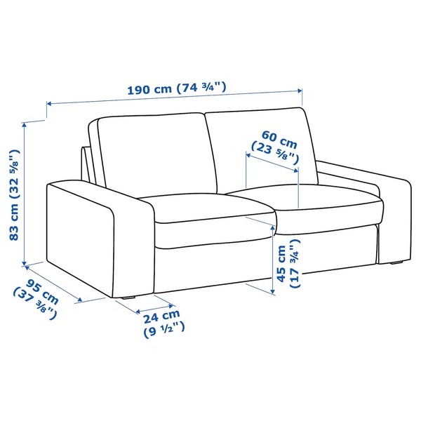 IKEA KIVIK (ИКЕА КИВИК), Диван 2-местный, Гранн/Бомстад черный, 505.195.18 50519518 фото