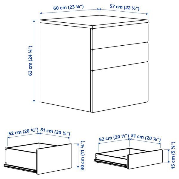 IKEA Комод, 3 ящика, белый/сиреневый SM&Aring;STAD / PLATSA, 695.429.34 69542934 фото