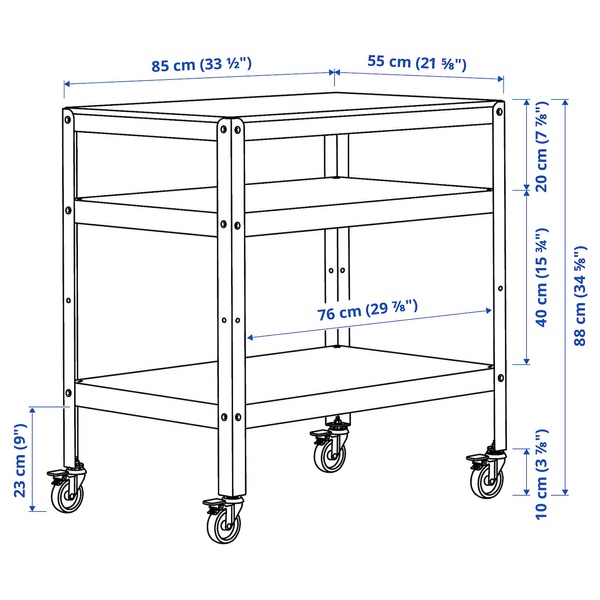 IKEA BROR (ИКЕА БРОР), Тележка, фанера серо-зеленый/сосна, 85х55 см., 805.473.84 80547384 фото