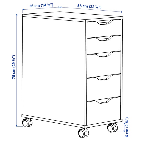 IKEA Комод на коліщатках, дуб білий/чорний морений ALEX, 394.222.21 39422221 фото