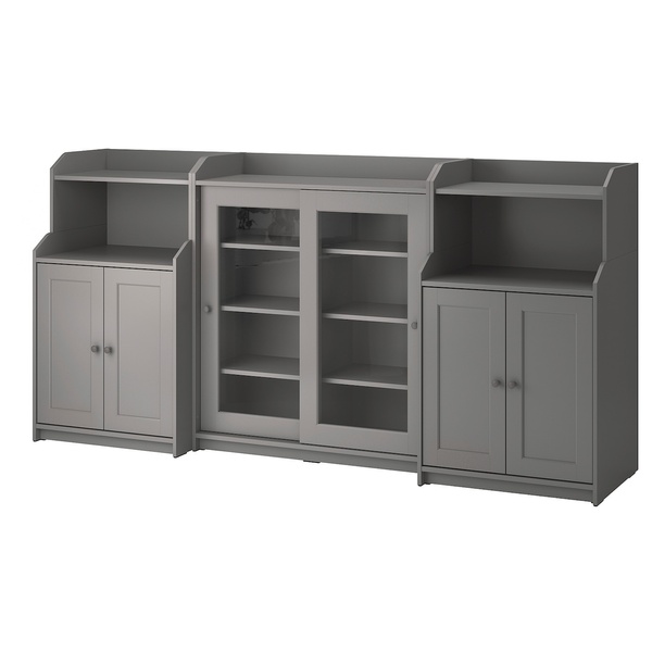 IKEA HAUGA (ИКЕА HAUGA), Книжный шкаф, серый, 244x46x116 см, 093.886.43 09388643 фото