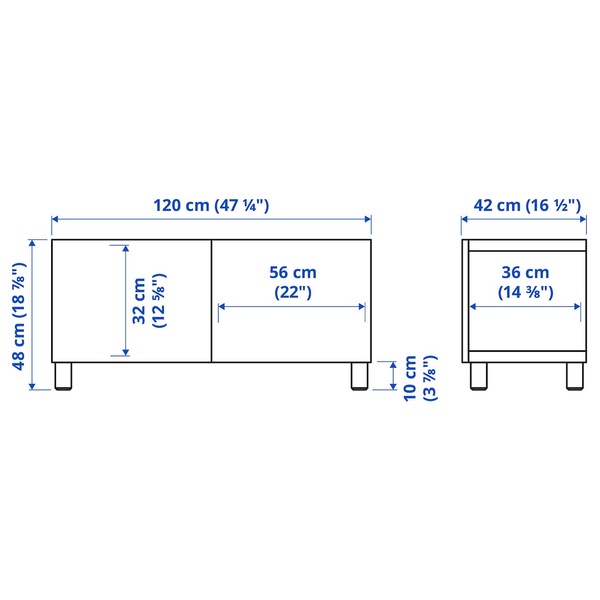 IKEA BESTÅ (ІKEA БЕСТО), Тумба під ТВ з дверцятами, білий Västerviken/Stubbarp/білий, 120x42x48 см, 794.194.48 79419448 фото