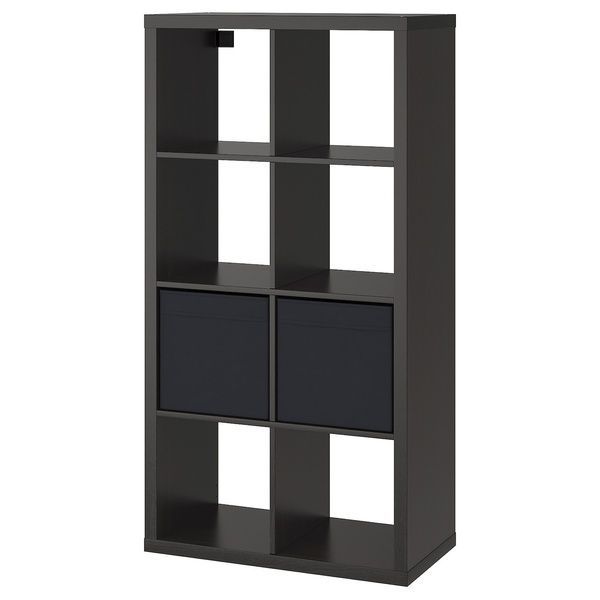 IKEA Стеллаж/2 вставки, черно-коричневый KALLAX, 990.272.27 99027227 фото