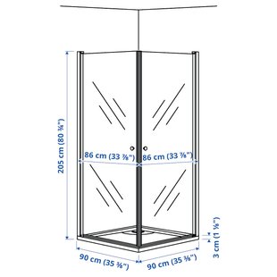 IKEA OPPEJEN/FOTINGEN (ІKEA OPPEJEN/FOTINGEN), 2-дверна душова кабіна/душовий піддон, 90x90x205 см, 593.262.52 59326252 фото