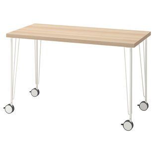 IKEA Письменный стол, дуб беленый/белый LAGKAPTEN / KRILLE, 194.169.09 19416909 фото