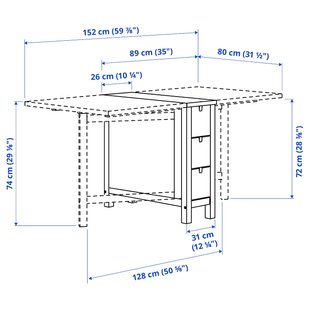 IKEA NORDEN/LISABO (ІKEA NORDEN / LISABO), Стіл і 4 стільці, білий, чорний, 26/89/152x80 см, 393.855.39 39385539 фото