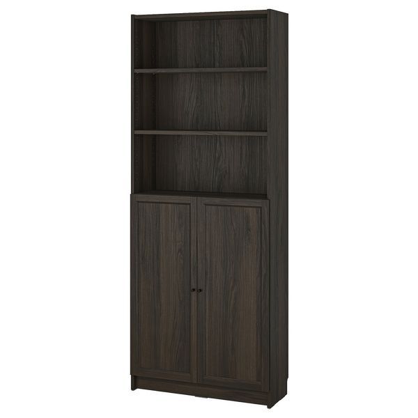 IKEA Книжный шкаф с дверцами, имитация темно-коричневого цвета. дуб BILLY / OXBERG, 294.833.66 29483366 фото