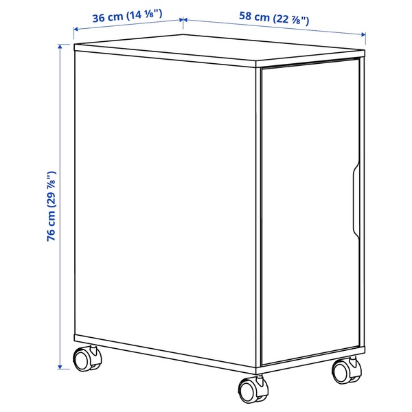 IKEA ALEX (ІKEA АЛЕКС), Шафа на коліщатках, під вибілений дуб/чорний, 36x76 см, 995.419.52 99541952 фото