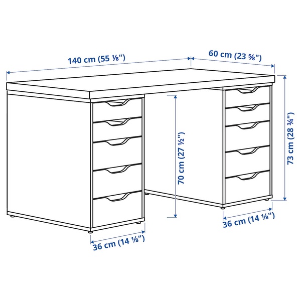 IKEA LAGKAPTEN / ALEX (ИКЕА ЛАГКАПТЕН/АЛЕКС), Письменный стол, под беленый дуб, 140 x 60 см, 594.320.40 59432040 фото