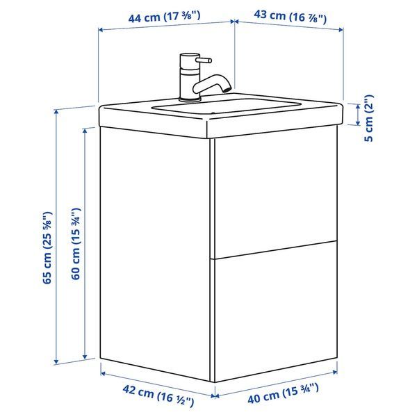 IKEA Тумба під умивальник з ящиками/умивальником/змішувачем, білий/блідо-сіро-зелений ENHET / TV&Auml;LLEN, 195.577.82 19557782 фото