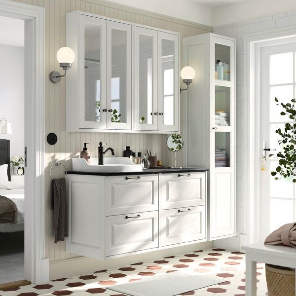 IKEA Тумба під умивальник/кран, білий/чорний мармур T&Auml;NNFORSEN / RUTSJ&Ouml;N, 895.284.61 89528461 фото