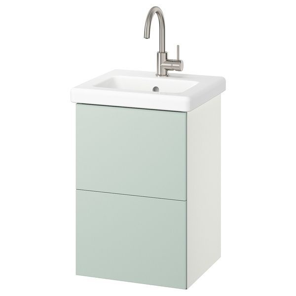 IKEA Тумба під умивальник з ящиками/умивальником/змішувачем, білий/блідо-сіро-зелений ENHET / TV&Auml;LLEN, 195.577.82 19557782 фото