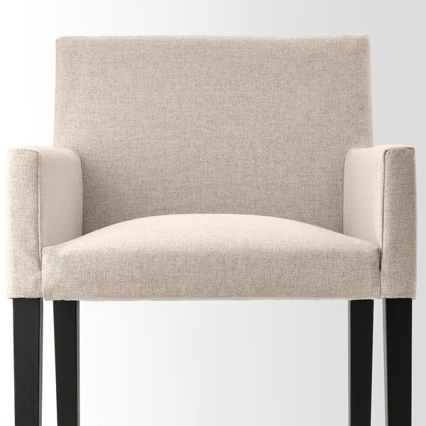 IKEA Стол + 4 стула с подлокотниками, дубовый шпон коричневой морилки/Гуннаред бежевый черный M&Ouml;RBYL&Aring;NGA / M&Aring;REN&Auml;S, 295.200.95 29520095 фото
