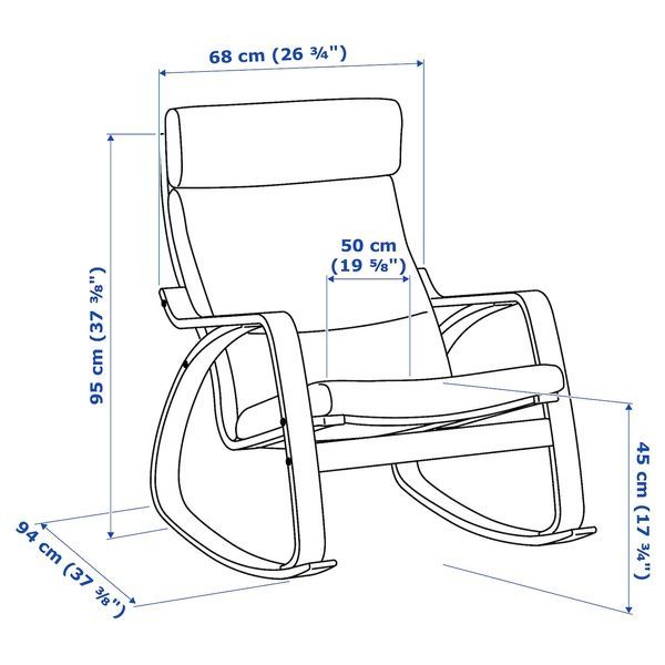 IKEA Крісло-гойдалка, шпон білого дуба/гіларед антрацит PO&Auml;NG, 194.291.34 19429134 фото