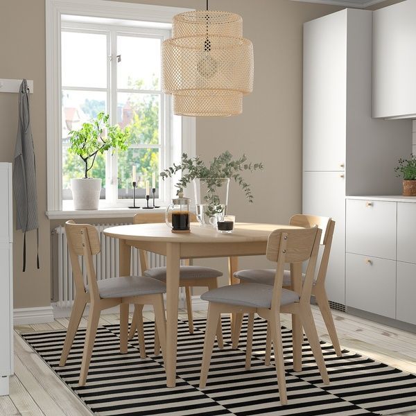 IKEA Стіл і 4 стільці, бук світлий ясен/Tallmyra білий/чорний SKANSN&Auml;S / LISABO, 795.615.16 79561516 фото