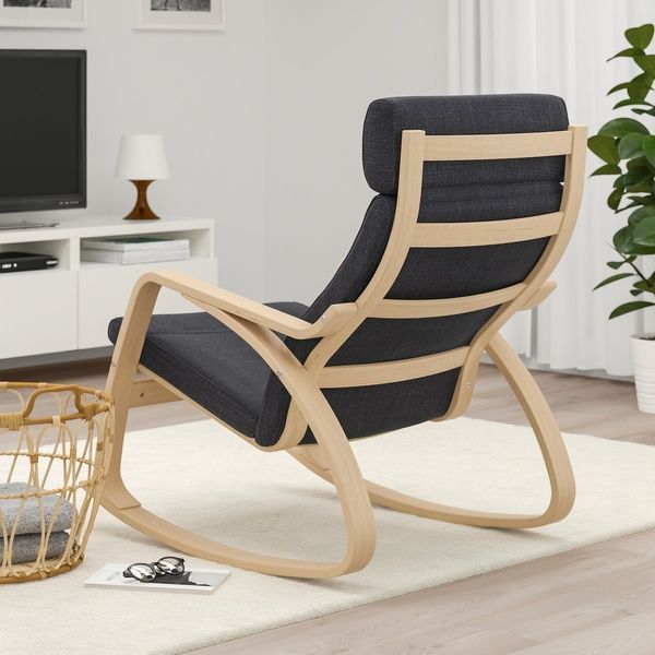 IKEA Крісло-гойдалка, шпон білого дуба/гіларед антрацит PO&Auml;NG, 194.291.34 19429134 фото