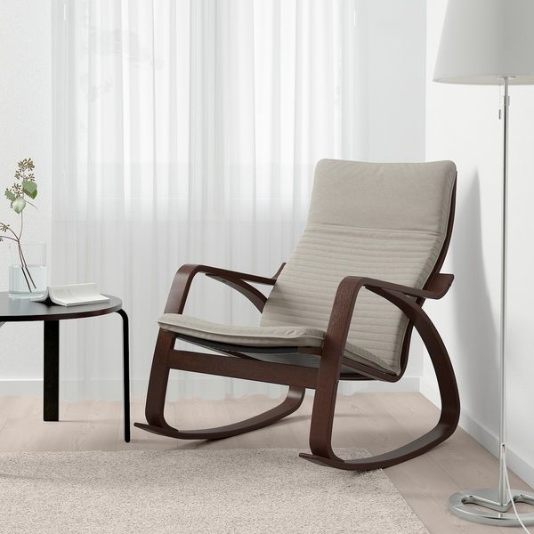 IKEA Крісло-гойдалка, коричневий/Кніса світло-бежевий PO&Auml;NG, 094.292.62 09429262 фото