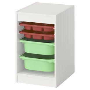 IKEA Стелаж з контейнерами/лотками, білий червоний/світло-зелений TROFAST, 095.732.35 09573235 фото