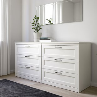 IKEA Комод SONGESAND (ІKEA SONGESAND), Комод, 6 ящиків, білий, 703.667.98 70366798 фото