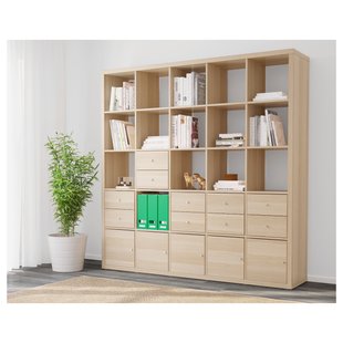 IKEA Стеллаж с 10 вставками, имитация дуба, беленого KALLAX, 091.976.05 09197605 фото